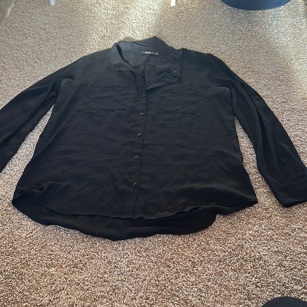Black button down top